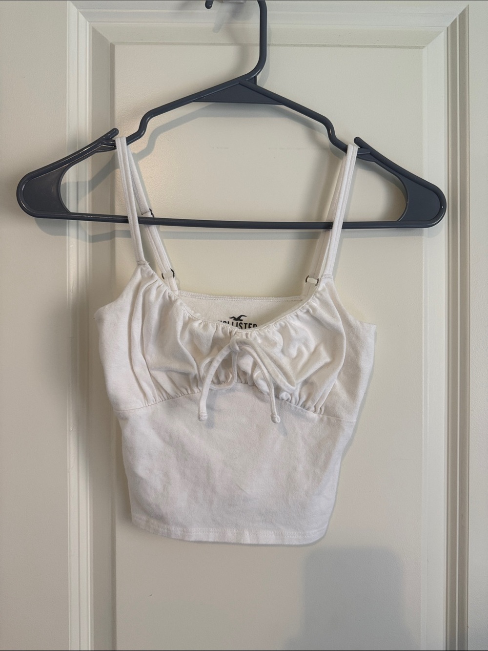Hollister White Drawstring Ruched Cami Top